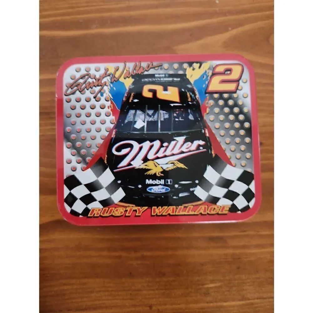 Miller car racing Rusty Wallace small metal tin canister storage container #2